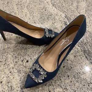 Jessica Simpson denim bling pumps